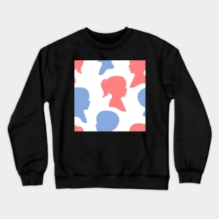 Child Silhouettes - Pink and Blue on White Background Crewneck Sweatshirt
